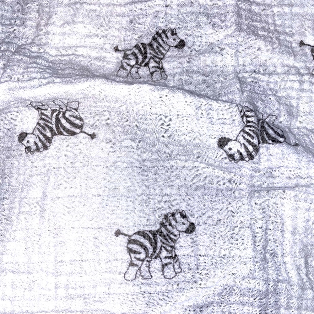 Muslin Swaddle Blanket with Zebras
